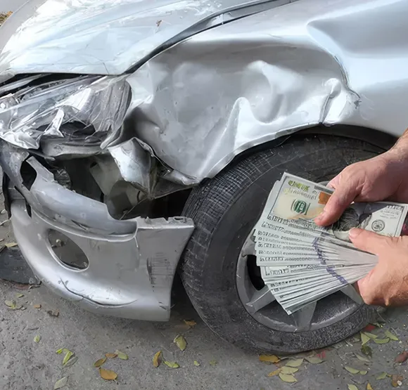 Damaged car with a flat tire awaiting junk car removal in Midlothian, TX.